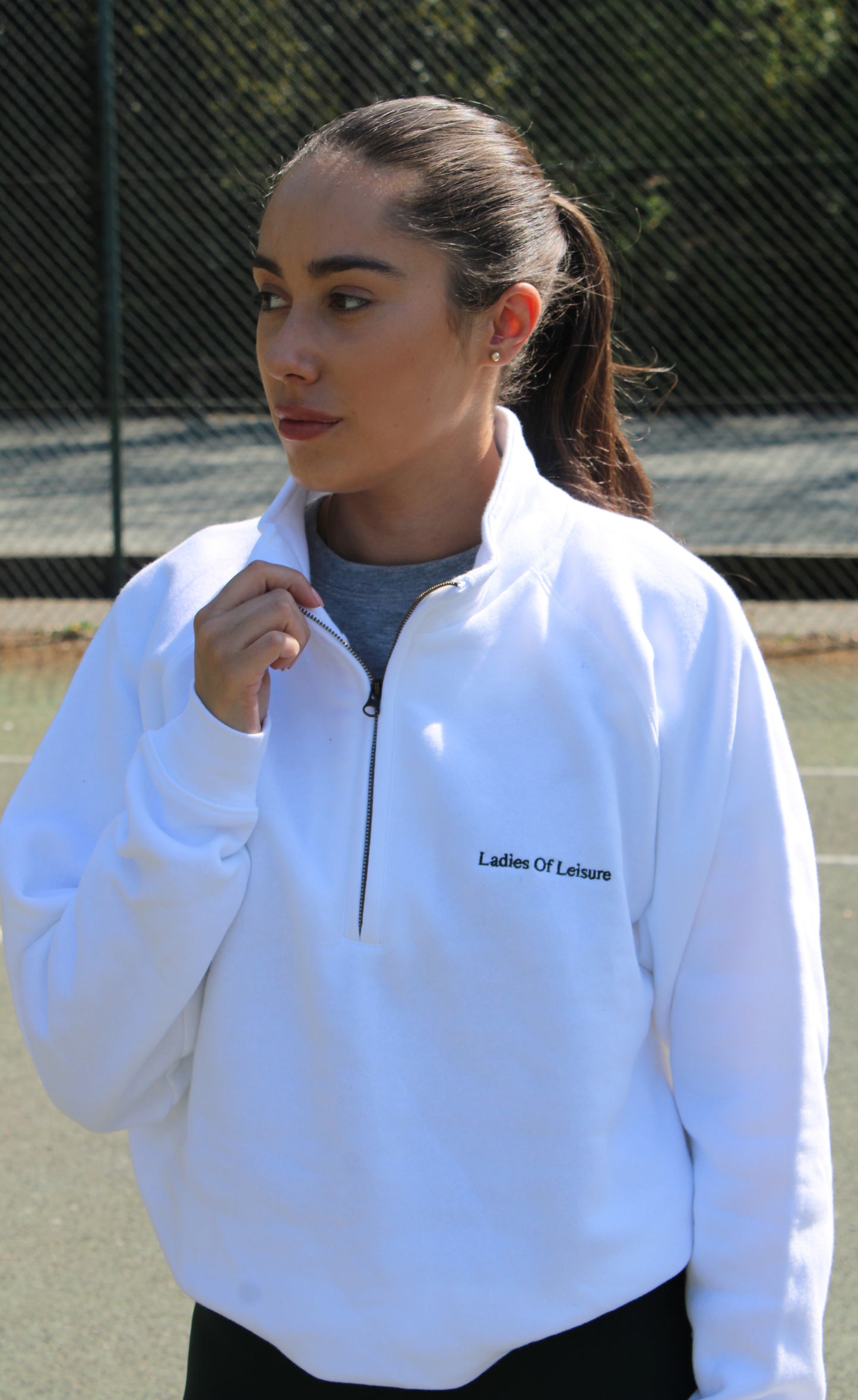 Classic Ladies Of Leisure Quarter Zip / White